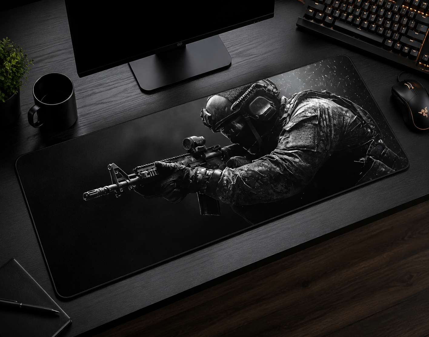 AMIREX Tapis de souris Soldat Noir Édition