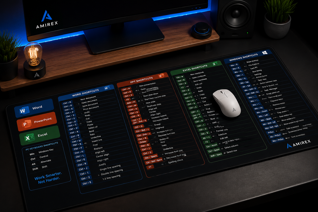 AMIREX Tapis de souris with Windows Shortcut Keys