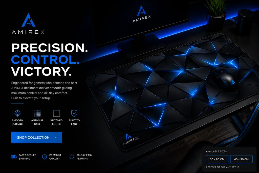 Tapis de Souris Gaming AMIREX with Blue Geometric Design