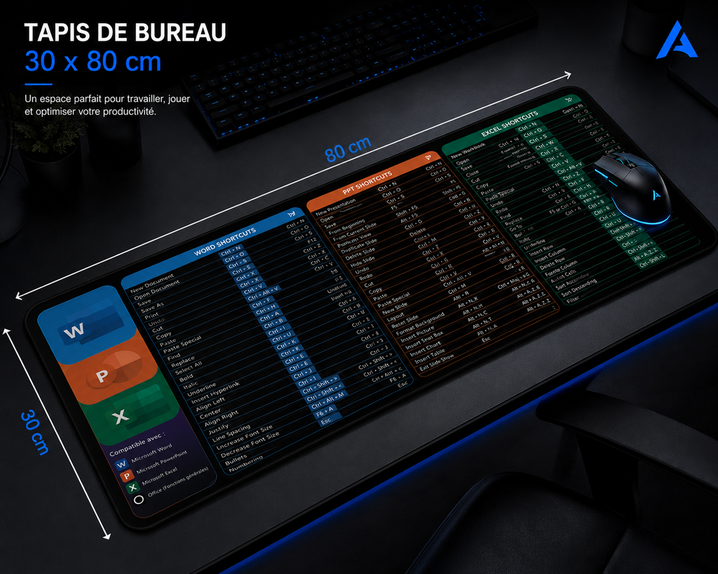 AMIREX Tapis de souris with Windows Shortcut Keys