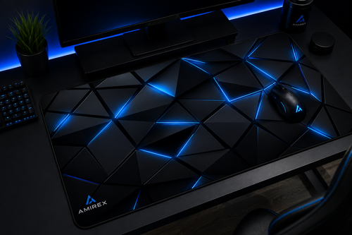 Tapis de Souris Gaming AMIREX with Blue Geometric Design