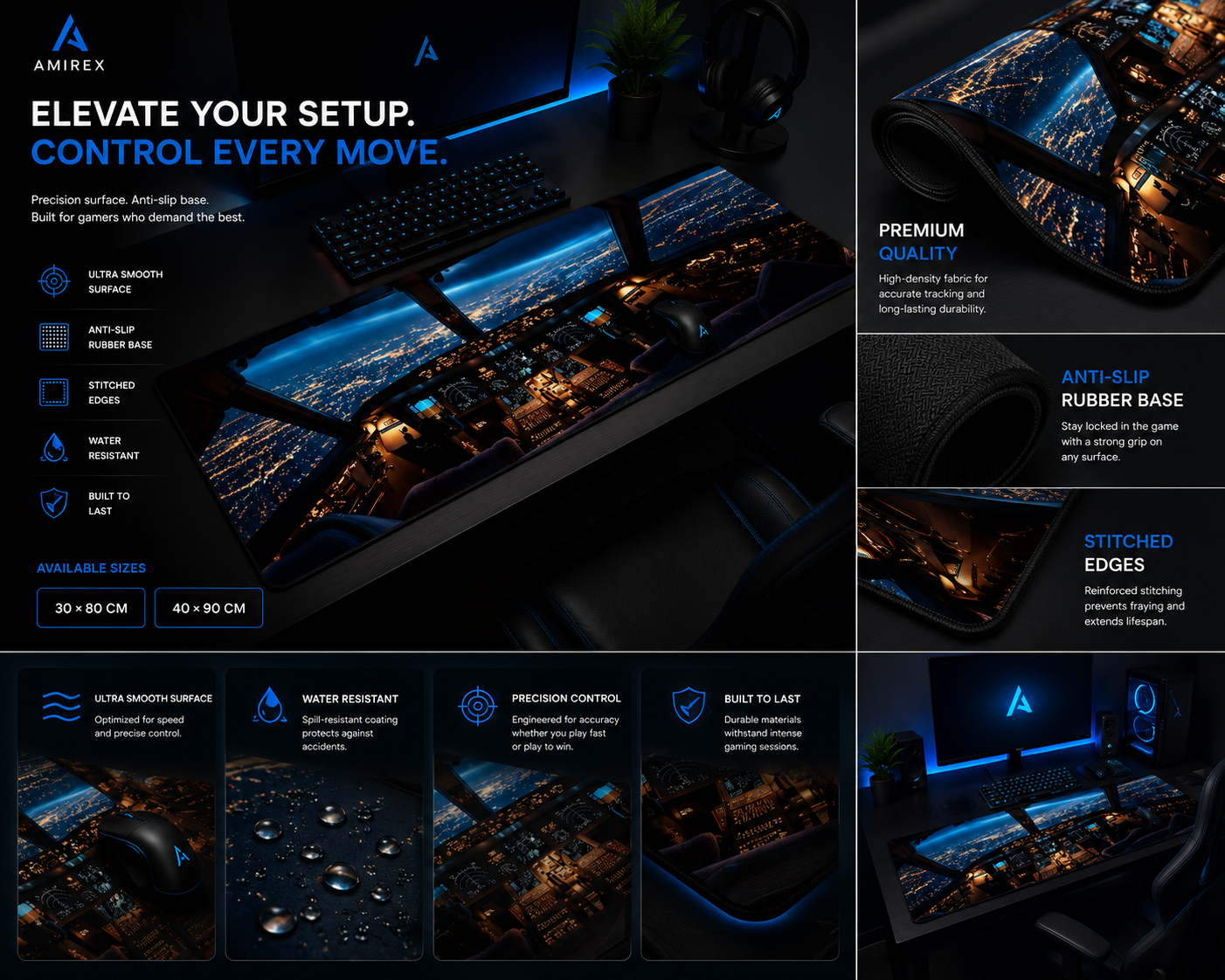 Tapis de Souris Gaming AMIREX with Aircraft Cockpit Design